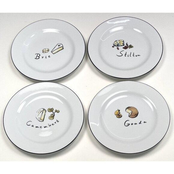 Set 4 POTTERY BARN 7.75" French Cheese Cocktail Appetizer Salad PLATES EUC EUC - Picture 1 of 9